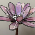 Water Lilly with Tea Light Stained Glass Yard Art